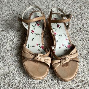 MIA  Big Girls Size: 4M Tan  Cork Platform Sandals-2.5" Heel - Decent Condition